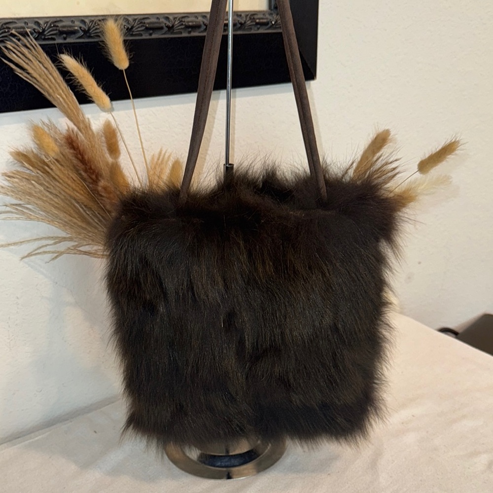 Authentic Junko Shimada Chic Brown Fur Tote Bag